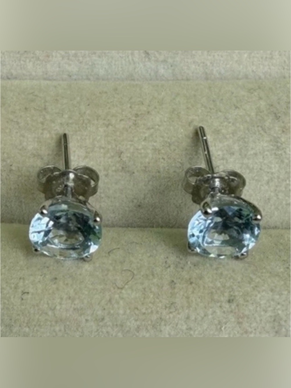 Genuine Aquamarine 14KT
White Gold Stud Earrings
